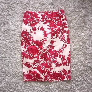 Pencil Skirt - White/Pink Floral Design - Size 8